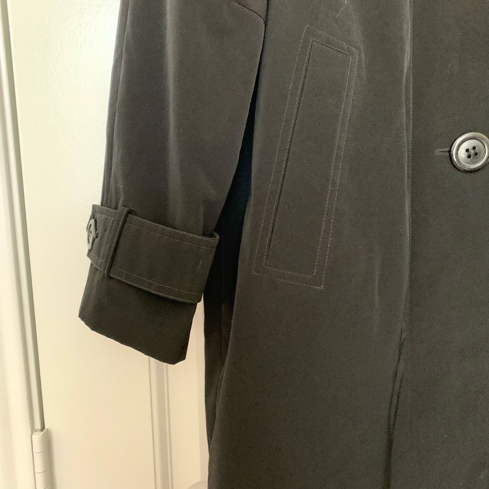NWOT LIZ CLAIBORNE black hooded A-line trench coat 😍 - Picture 4 of 12